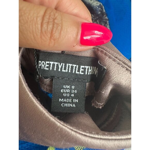 PRETTY LITTLE THING Taupe Satin Cutout Back Midi Dress Size 4 NEW NWT - Picture 4 of 5